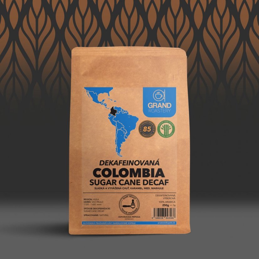 Colombia Supremo Sugar Cane DECAF - Bezkofeinová káva - Gramáž: 200g